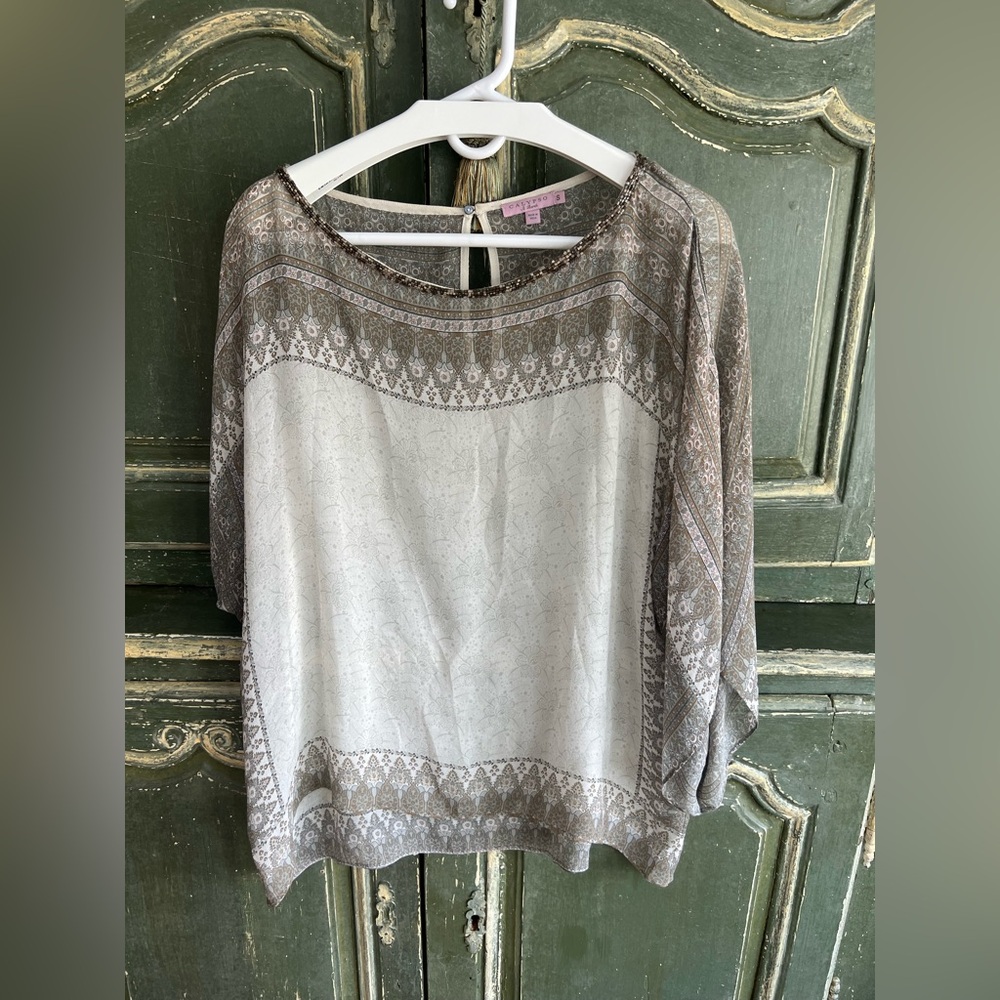 Calypso St Barth Silk Gray Kimono Top